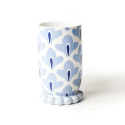 Iris Blue Medium Cylinder Vase with Knobbed Foot - Coton Colors - Gaines Jewelers