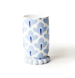 Iris Blue Medium Cylinder Vase with Knobbed Foot - Coton Colors - Gaines Jewelers