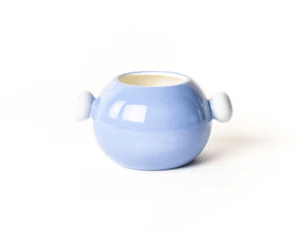 Iris Blue Medium Round Vase with Knob Handles - Coton Colors - Gaines Jewelers