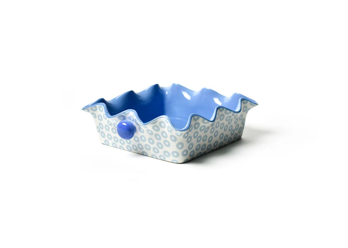 Iris Blue Pip Square Ruffle 9.5" Casserole - Coton Colors - Gaines Jewelers