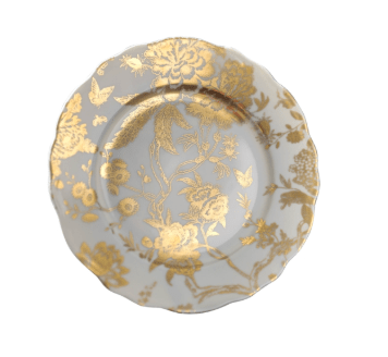 Jardin Secret Grey & Gold Accent Plate - Philippe Deshoulieres - Gaines Jewelers