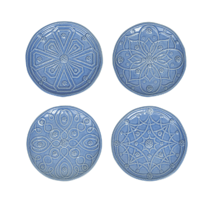 Jardins du Monde Side/ Cocktail Plate Assorted Set/4 - Chambray - Juliska - Gaines Jewelers