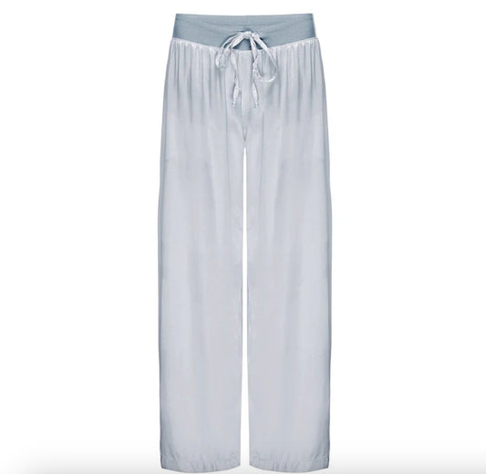 Jolie Capri Satin Ankle Pant w/ Adjustable Drawstring - Morning Blue - PJ Harlow - Gaines Jewelers