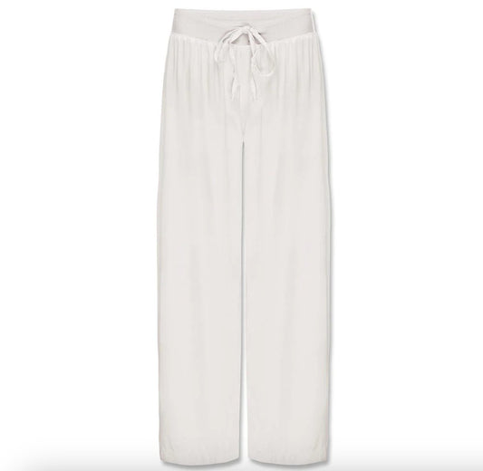 Jolie Capri Satin Ankle Pant w/ Adjustable Drawstring - Pearl - PJ Harlow - Gaines Jewelers