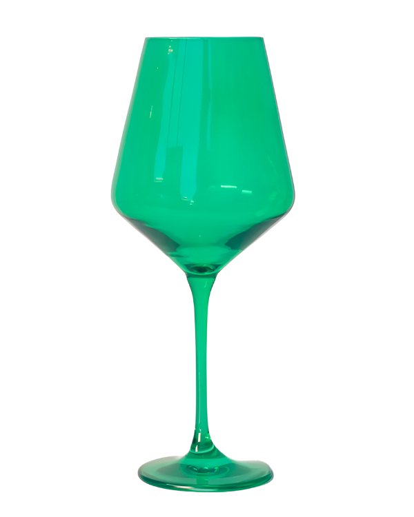 Kelly Green Wine Stemware - Estelle Colored Glass - Gaines Jewelers