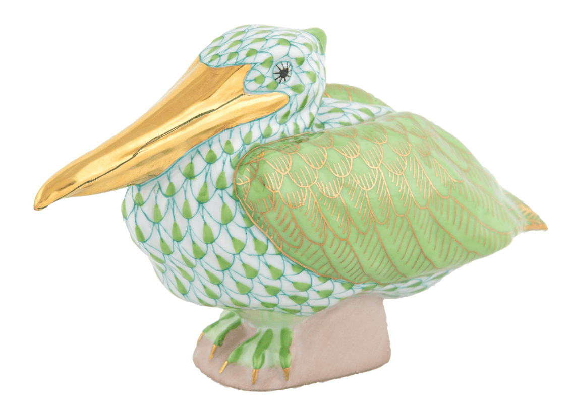 Key Lime Sitting Pelican - Herend - Gaines Jewelers