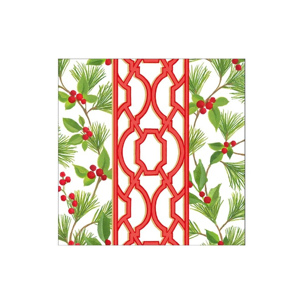 Knots And Greenery White Cocktail Napkin - Caspari - Gaines Jewelers
