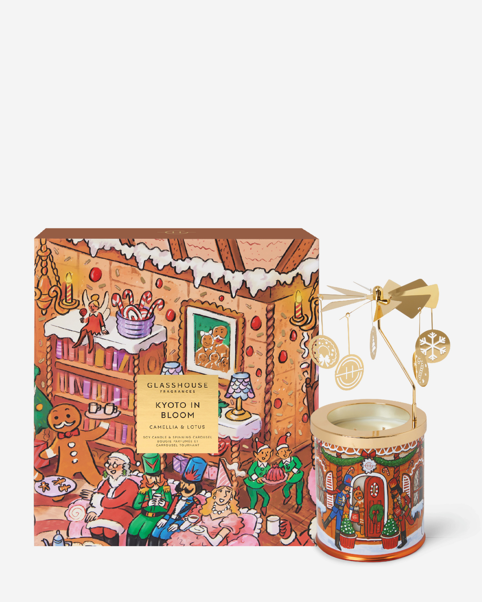 Kyoto In Bloom 13.4 oz. Candle & Spinning Carousel - Glasshouse - Gaines Jewelers