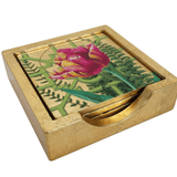 La Dolce Vita Gold Lacquer Coasters - Set Of 4 Coasters In Holder - Caspari - Gaines Jewelers