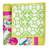 La Dolce Vita Kantha Quilt Sage & Lavender Table Cover - Caspari - Gaines Jewelers