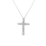 Lab created diamond cross on an 18" chain in 14kt white gold by Splendid - Gaines Jewelers