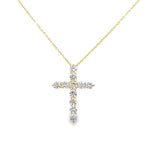 Lab created diamond cross on an 18" chain in 14kt yellow gold by Splendid - Gaines Jewelers