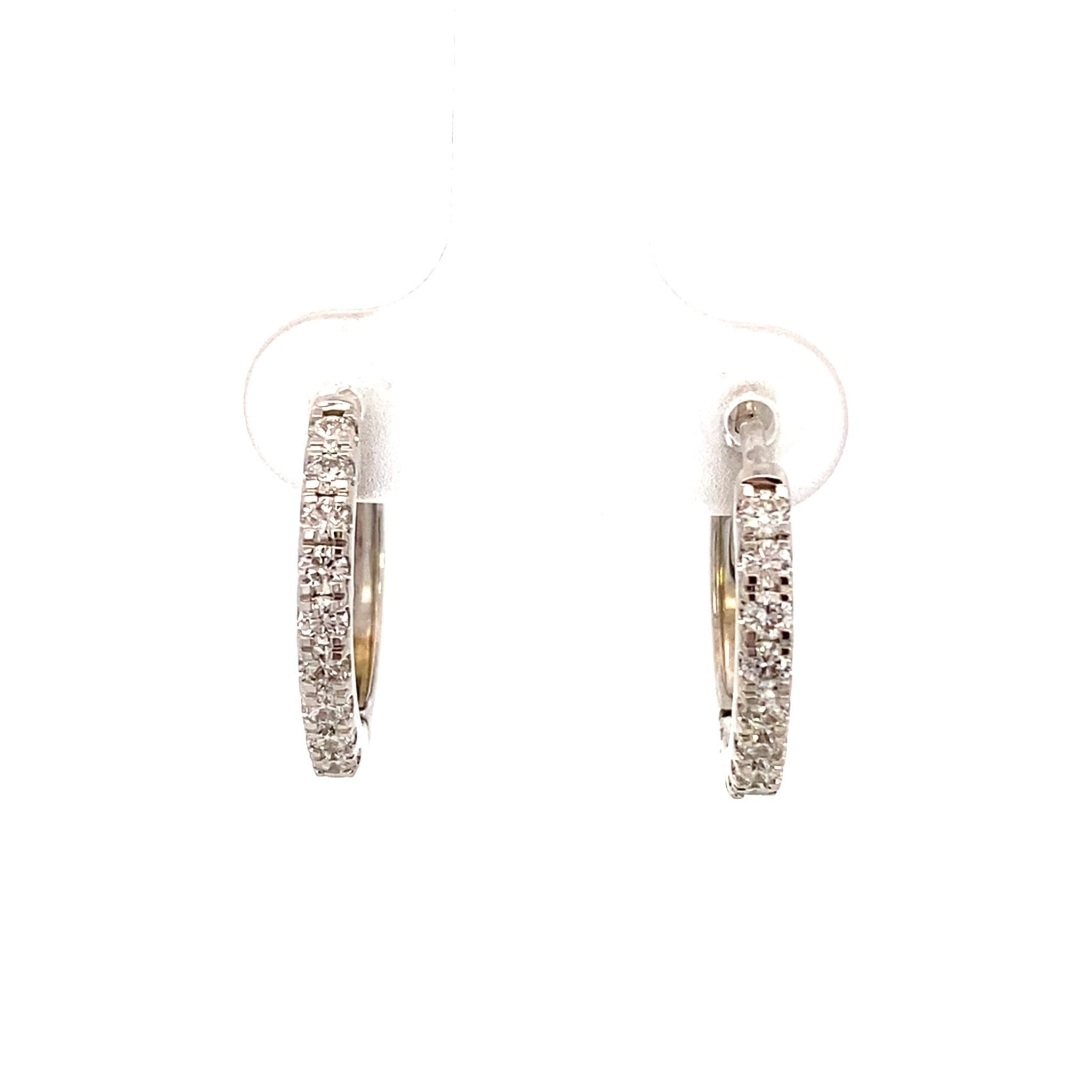 Lab Diamond 0.52ctw 14k White Gold 17mm Hoop Earrings - Ronelli Corp - Gaines Jewelers