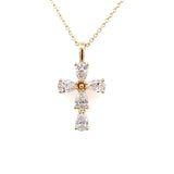 LAB Diamond Cross Necklace 14K Yellow Gold Necklace - Gaines Jewelers Exclusive - Gaines Jewelers