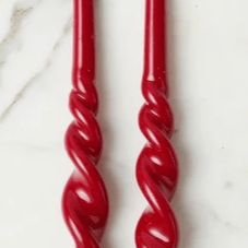 Lacquered Tall Twisted Taper Candles, Merlot, Set of 2 - Etu Home - Gaines Jewelers