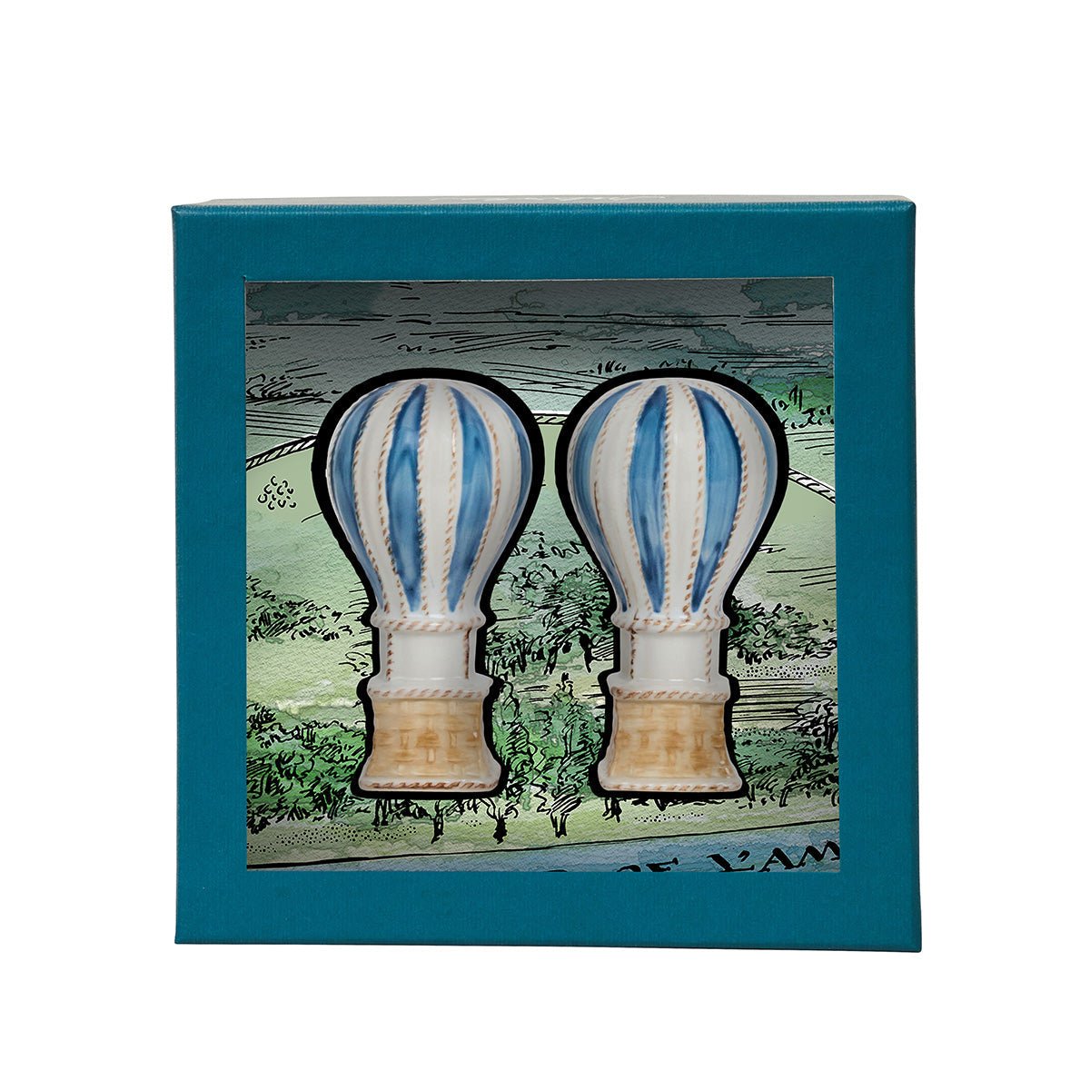 L'Amour Toujours Hot Air Balloon Salt and Pepper Shakers Set/2 - Chambray - Juliska - Gaines Jewelers