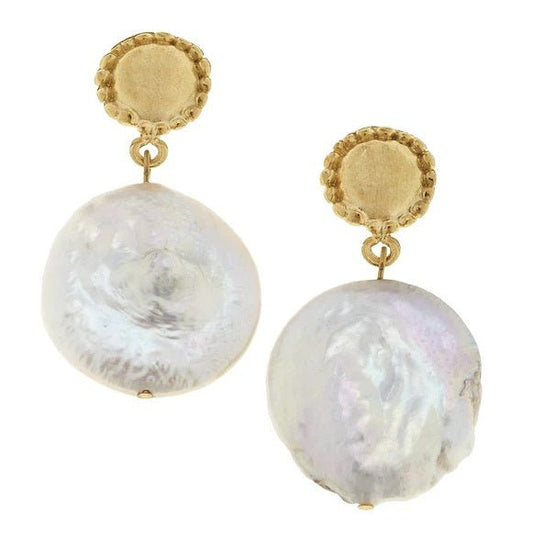 Large Coin Pearl Drop Earrings - Gaines Jewelers