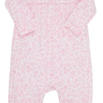 Leigh Ann Angel Sleeve Romper Greenville Garden with Palm Beach Pink - The Beaufort Bonnet Company - Gaines Jewelers