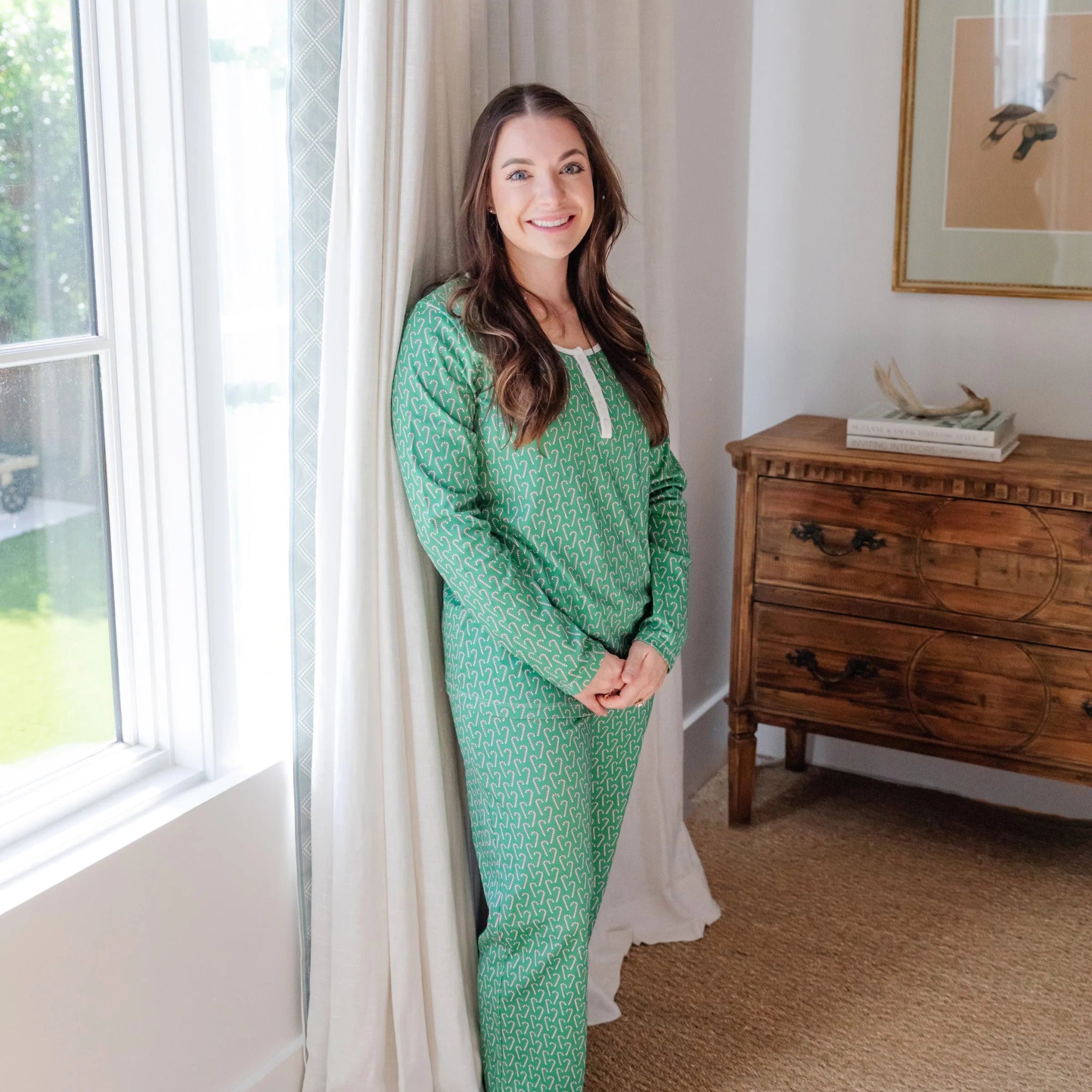 Lila and Hayes - Calli Women’s Longsleeve Pajama Pant Set: Candy Cane Lane - Gaines Jewelers