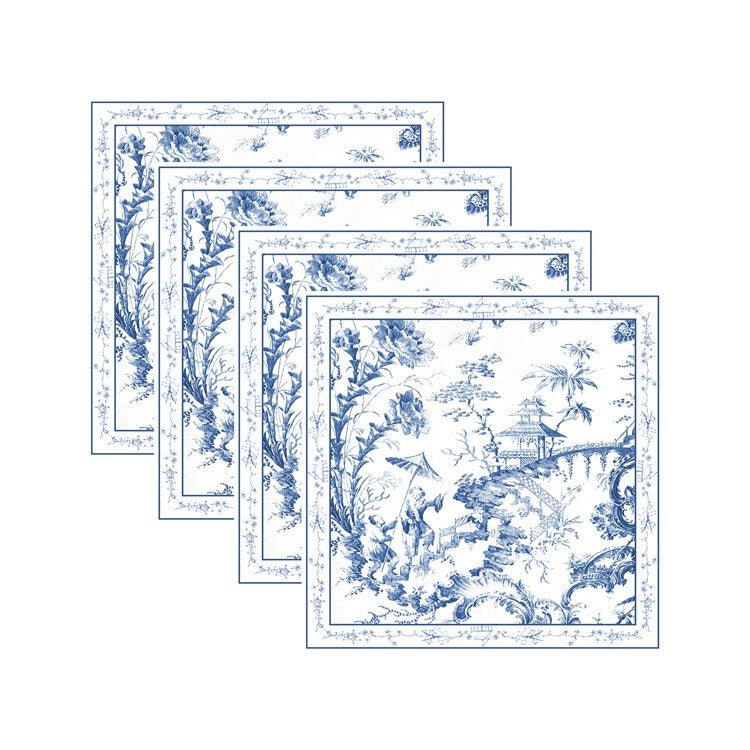 LINENS Chinoiserie Napkins 20 x 20 Set of 4 (Blue and White) - Beatriz Ball - Gaines Jewelers