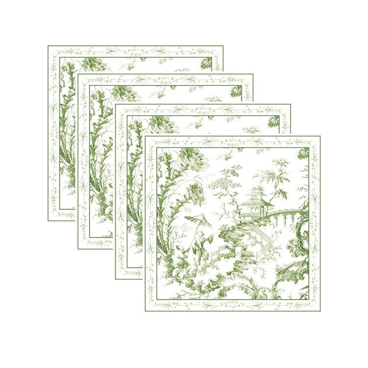 LINENS Chinoiserie Napkins 20 x 20 Set of 4 (Green and White) - Beatriz Ball - Gaines Jewelers