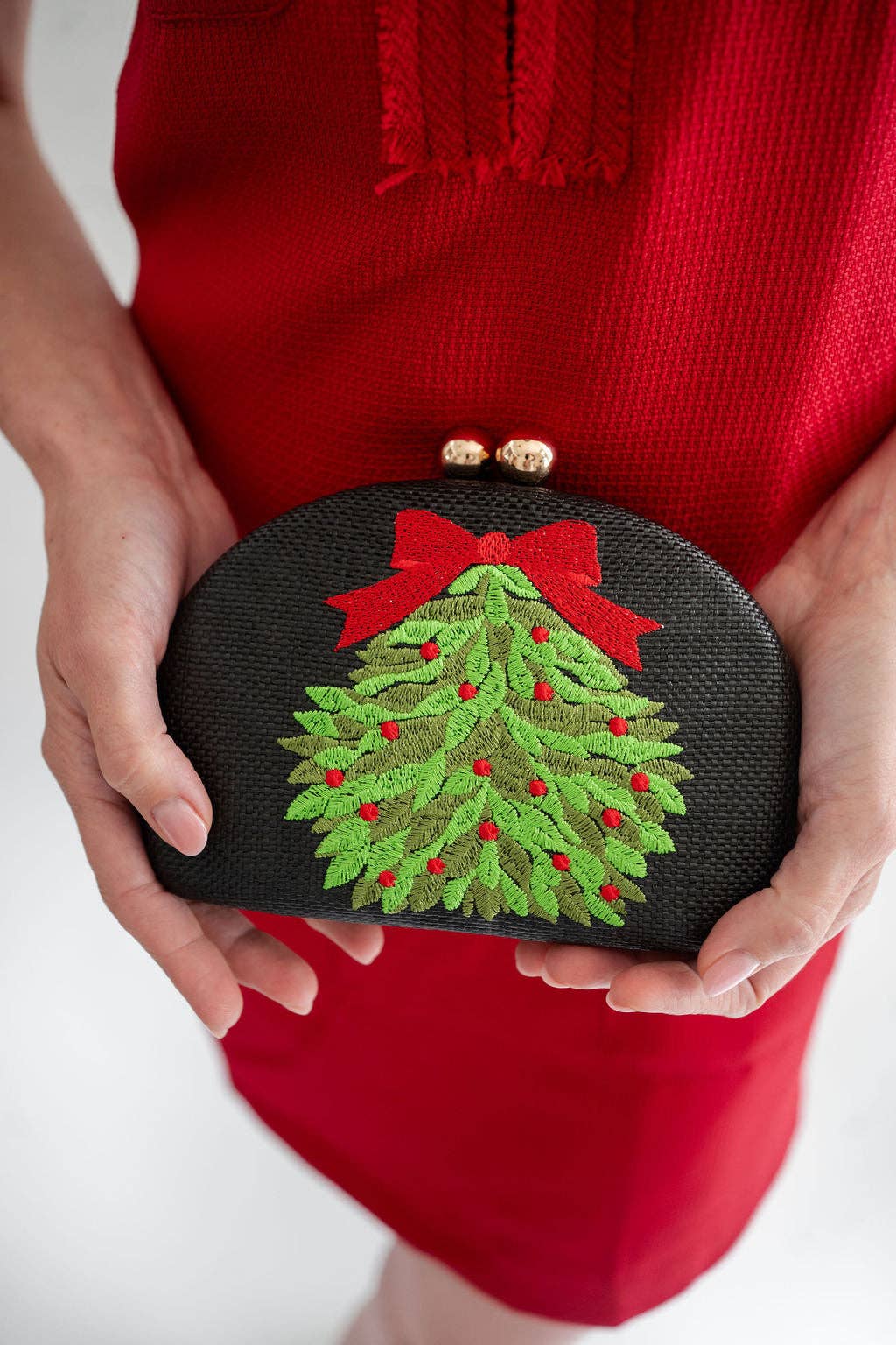 Lisi Lerch - Holiday- Embroidered Clutches- WS: Mistletoe - Gaines Jewelers