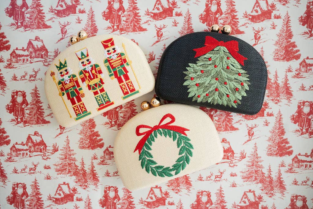 Lisi Lerch - Holiday- Embroidered Clutches- WS: Mistletoe - Gaines Jewelers