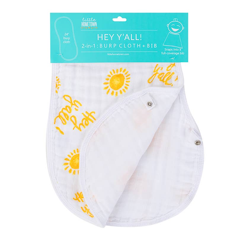 Little Hometown - Hey Y'all Burp/Bib Combo - Gaines Jewelers