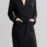 LMJ Robe with Piping - Black/ M - Barefoot Dreams - Gaines Jewelers