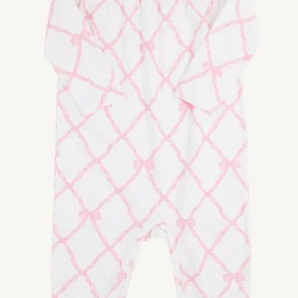 Long Sleeve Penny's Playsuit Belle Meade Bow/Pier Party Pink - The Beaufort Bonnet Company - Gaines Jewelers