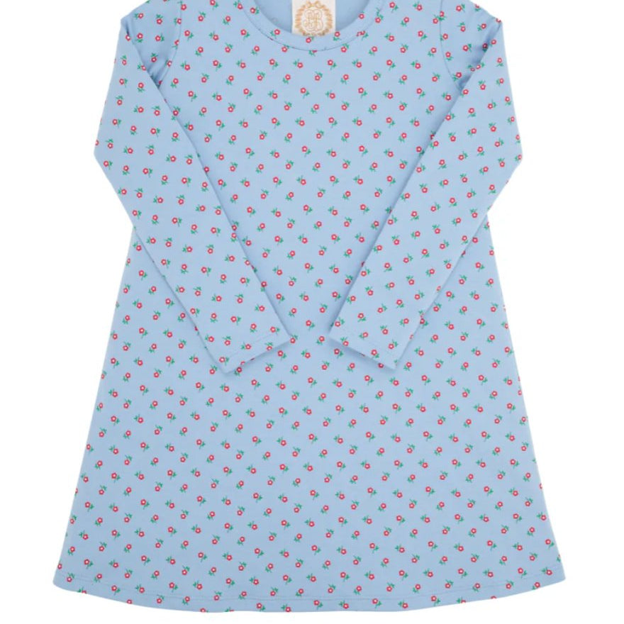 Long Sleeve Polly Play Dress - Barrington Blue Midway Micro Floral - Beaufort Bonnet - Gaines Jewelers