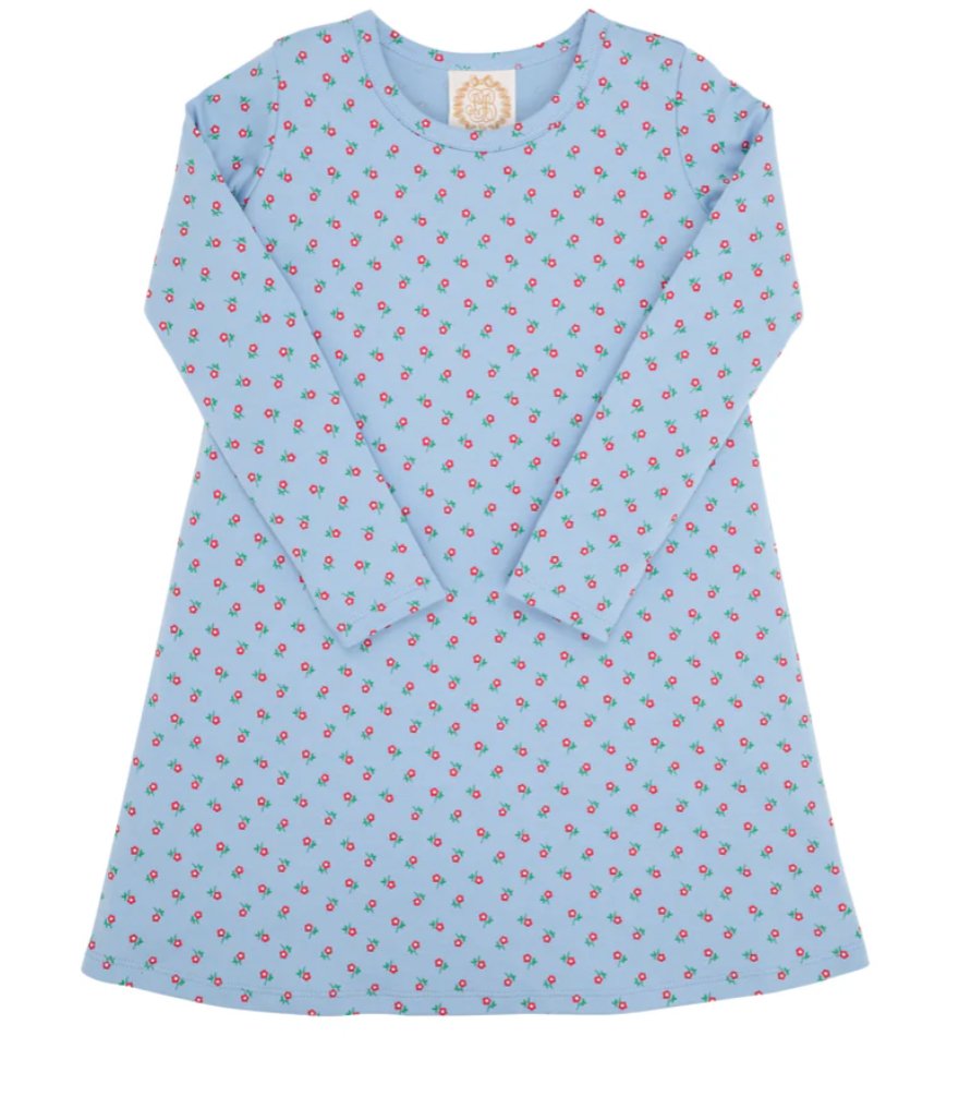 Long Sleeve Polly Play Dress - Barrington Blue Midway Micro Floral - Beaufort Bonnet - Gaines Jewelers