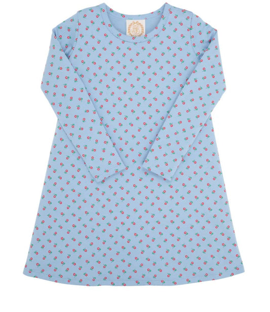 Long Sleeve Polly Play Dress - Barrington Blue Midway Micro Floral - Beaufort Bonnet - Gaines Jewelers