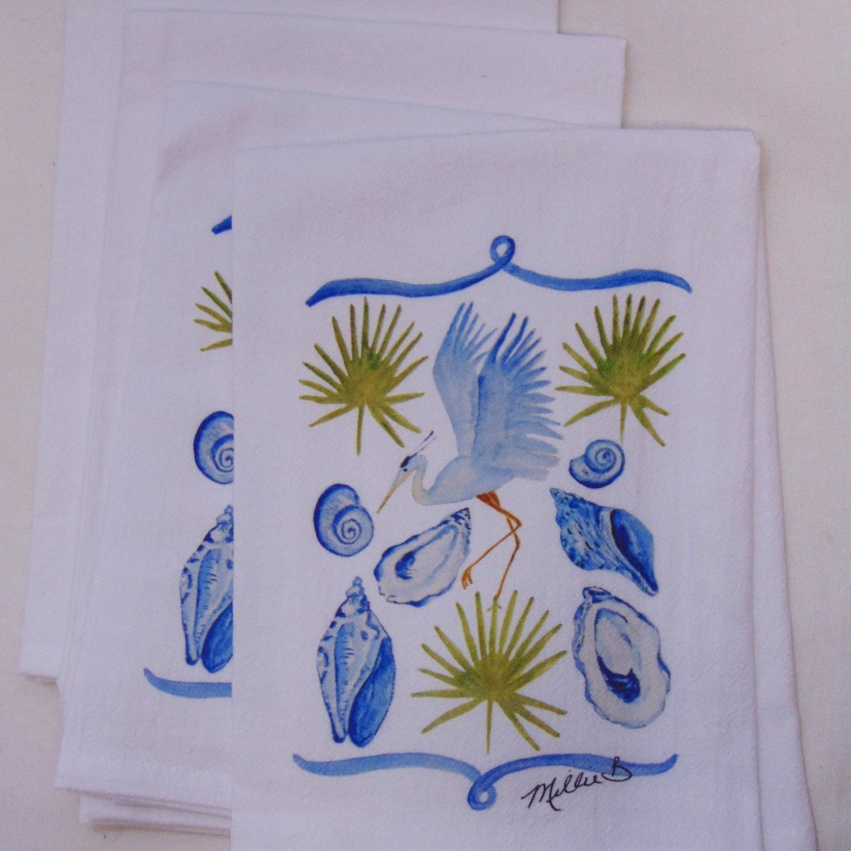 Lowcountry Linens - Limited Edition Blue Coastal Life Flour Sack Napkins - Gaines Jewelers