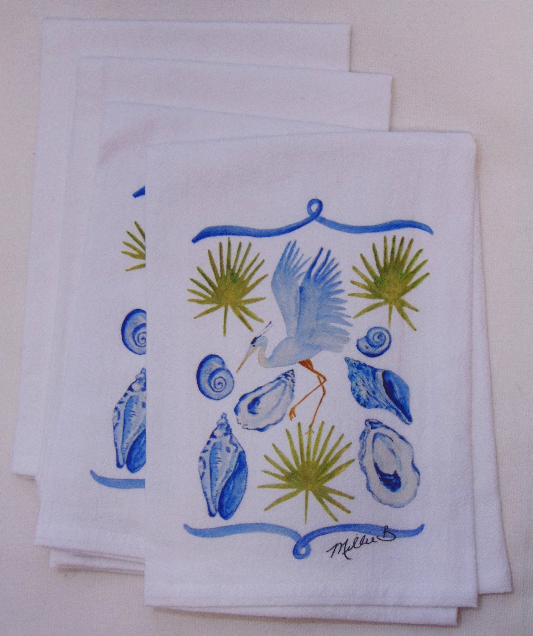 Lowcountry Linens - Limited Edition Blue Coastal Life Flour Sack Napkins - Gaines Jewelers