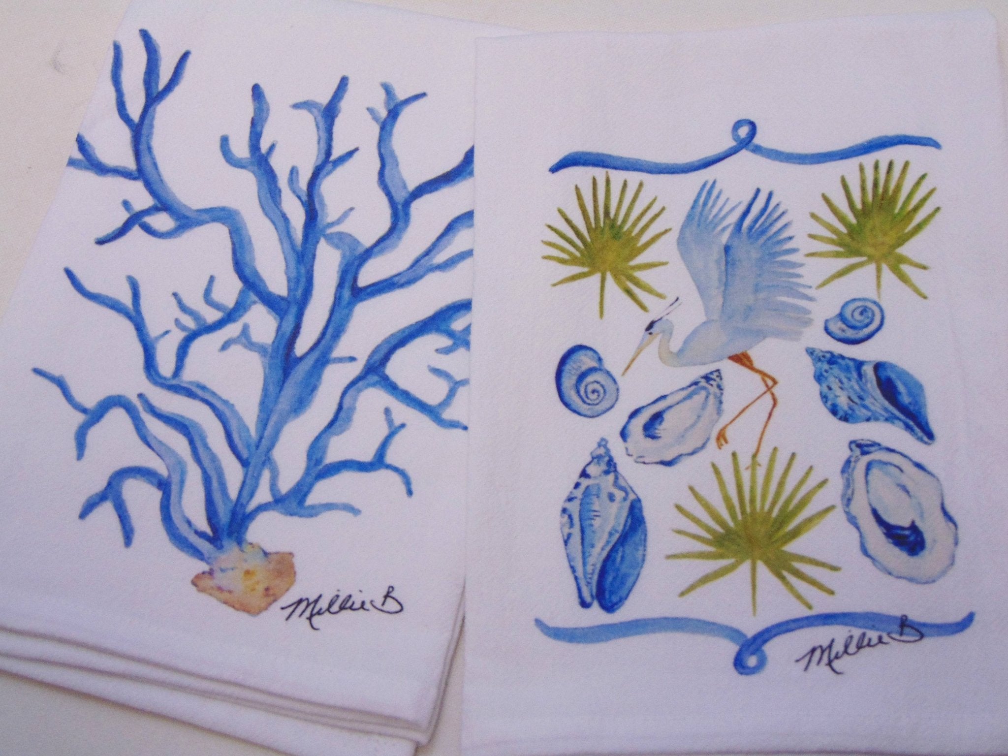 Lowcountry Linens - Limited Edition Blue Coastal Life Flour Sack Napkins - Gaines Jewelers