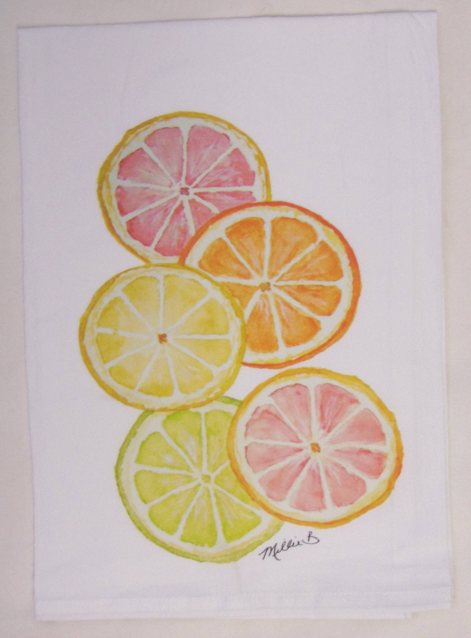 Lowcountry Linens - Limited Edition Citrus White Flour Sack Towel - Gaines Jewelers
