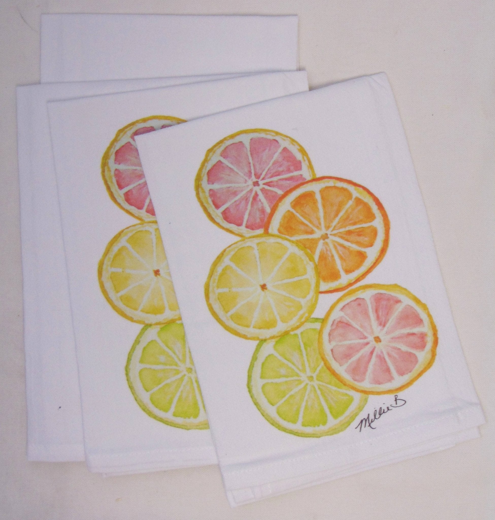 Lowcountry Linens - Limited Edition Citrus White Flour Sack Towel - Gaines Jewelers
