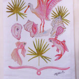 Lowcountry Linens - Limited Edition Coral Coastal Life Flour Sack Napkins - Gaines Jewelers
