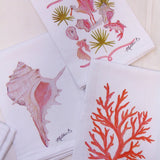 Lowcountry Linens - Limited Edition Coral Coastal Life Flour Sack Napkins - Gaines Jewelers