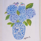 Lowcountry Linens - Limited Edition Hydrangeas Hummingbirds Flour Sack Napkins - Gaines Jewelers