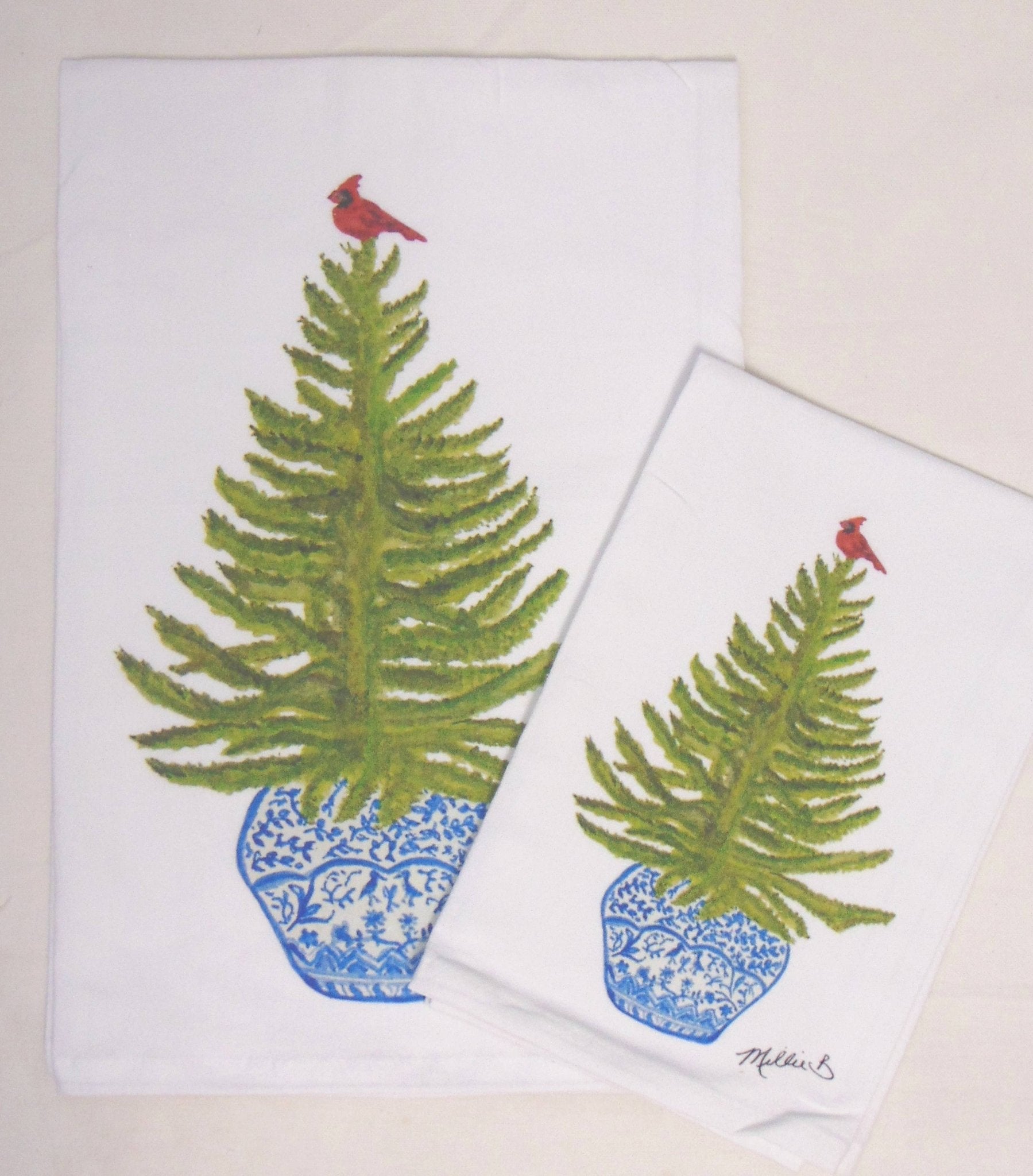 Lowcountry Linens - Limited Edition Spruce Fir Cardinal Flour Sack Towel - Gaines Jewelers