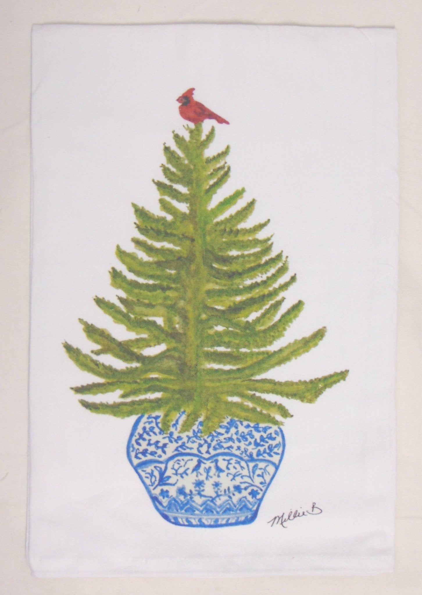 Lowcountry Linens - Limited Edition Spruce Fir Cardinal Flour Sack Towel - Gaines Jewelers