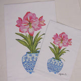 Lowcountry Linens - Limited Edition Watercolor Amaryllis White Flour Sack Towel - Gaines Jewelers