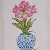 Lowcountry Linens - Limited Edition Watercolor Amaryllis White Flour Sack Towel - Gaines Jewelers