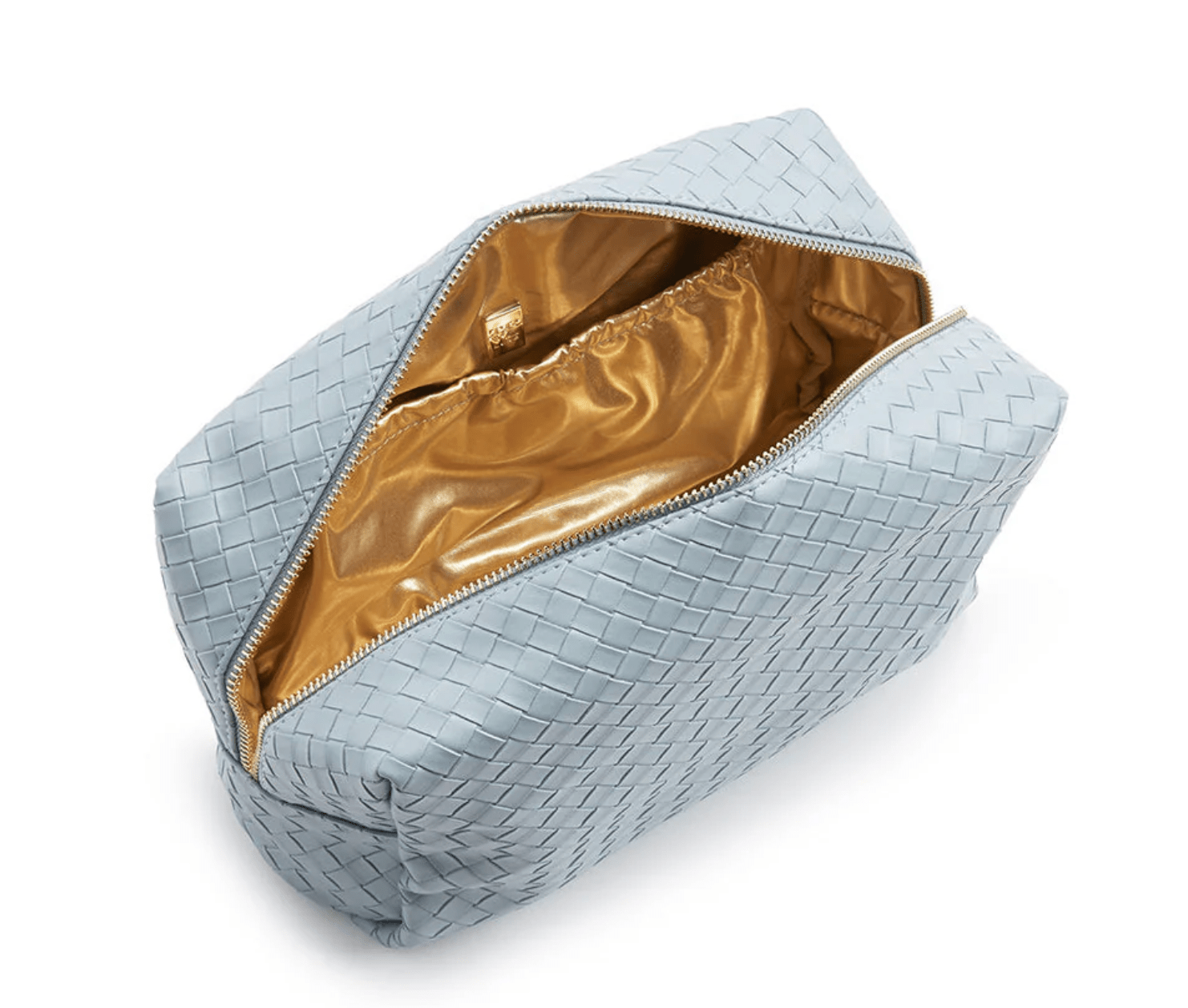 Luxe Everday Cosmetic Bag - Woven Bleu with Gold Liner - Trvl Deisgn - Gaines Jewelers