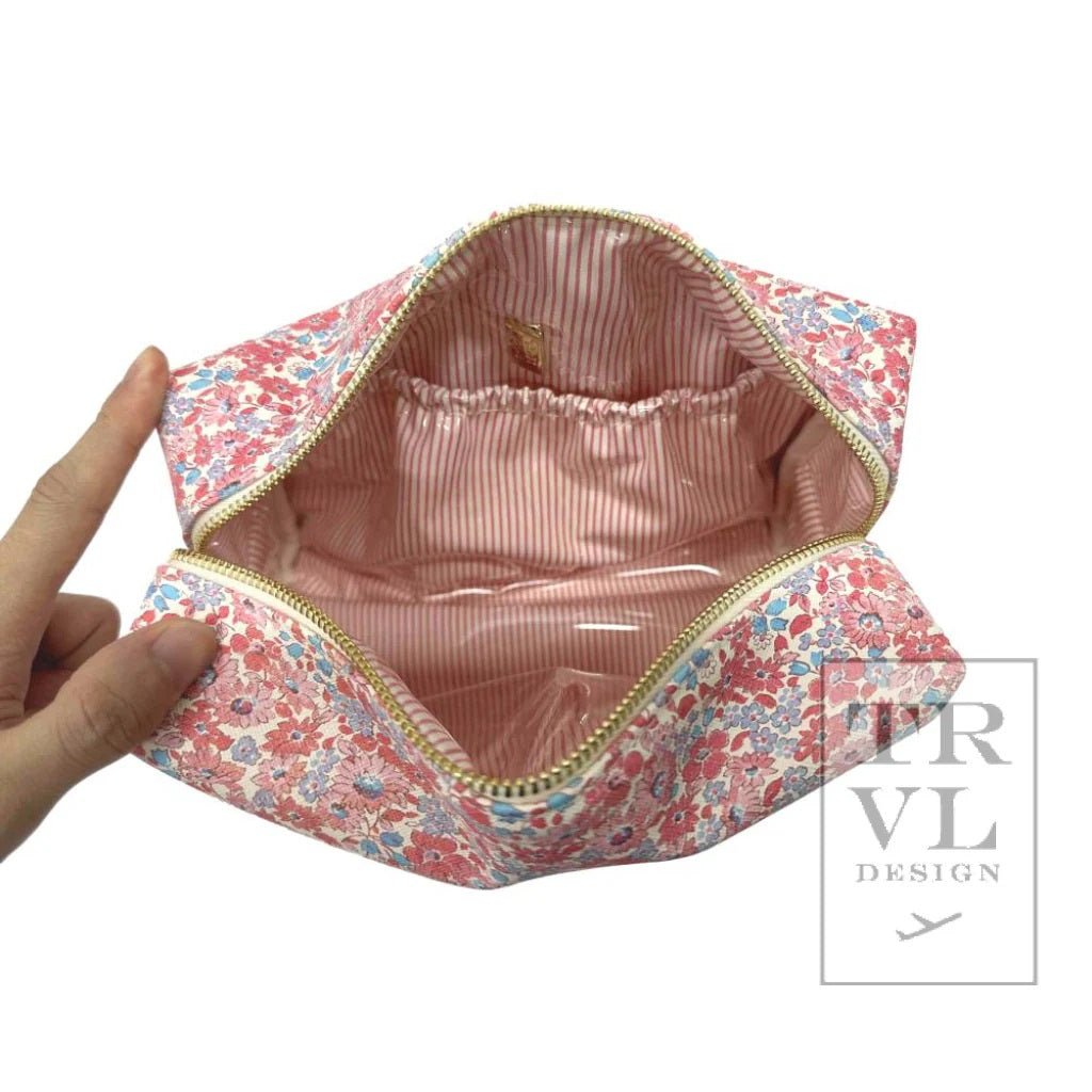 Luxe Everyday Cosmetic Bag - Marseille with Pink Pinstripe Liner - Trvl Deisgn - Gaines Jewelers