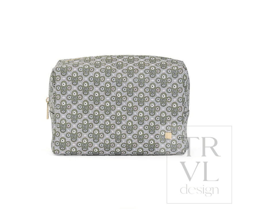 Luxe Everyday Cosmetic Bag - Surrey with Green Pinstripe Liner - TRVL Design - Gaines Jewelers