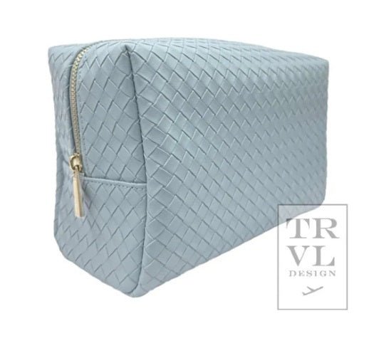 LUXE EVERYDAY Cosmetic Bag Woven Bleu Gold Liner - Trvl Deisgn - Gaines Jewelers