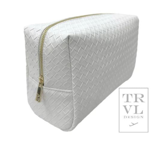 Luxe Everyday Cosmetic Bag- Woven White - Gaines Jewelers